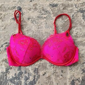 Victoria's Secret | Pink Lace Jeweled Push Up Bra